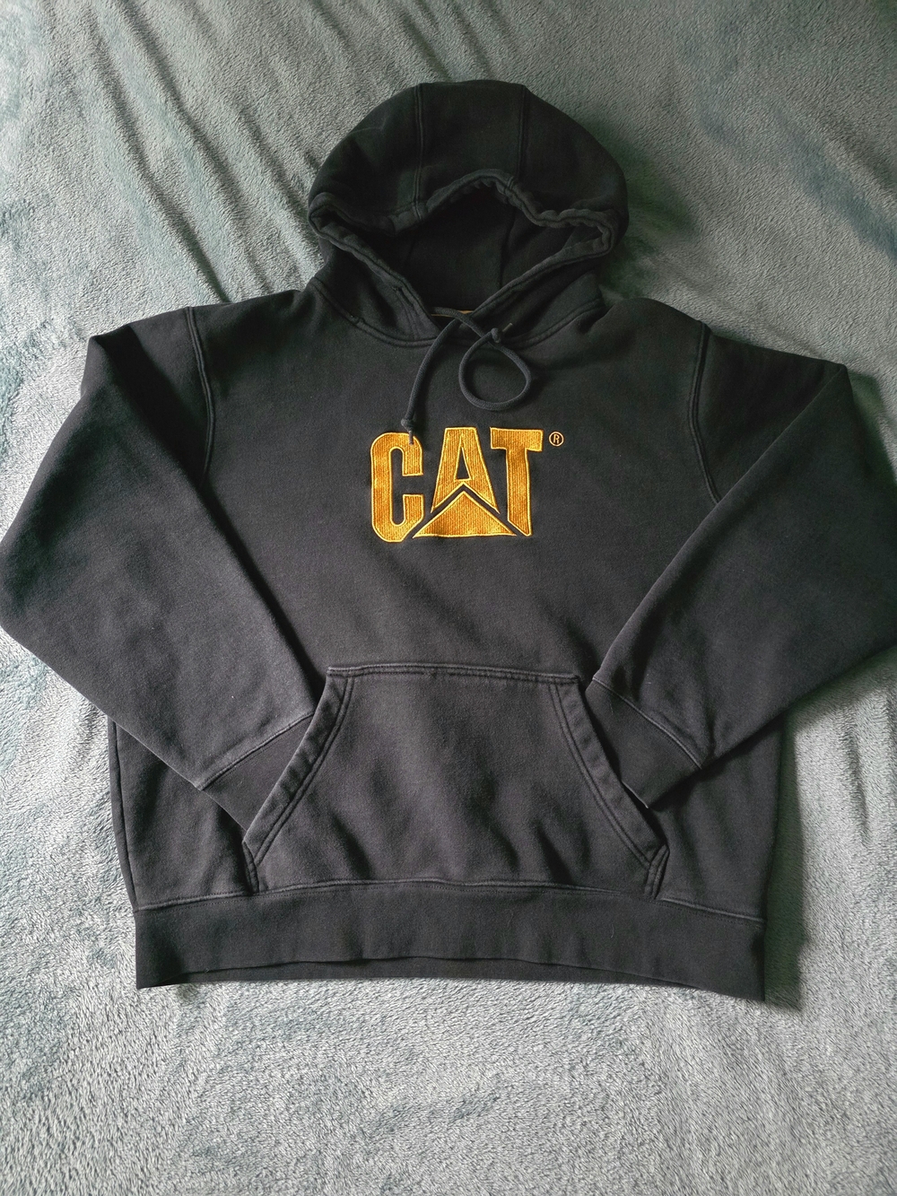 Caterpillar Hoodie CAT with Yellow Logo - Classic Workwear Pullover XL